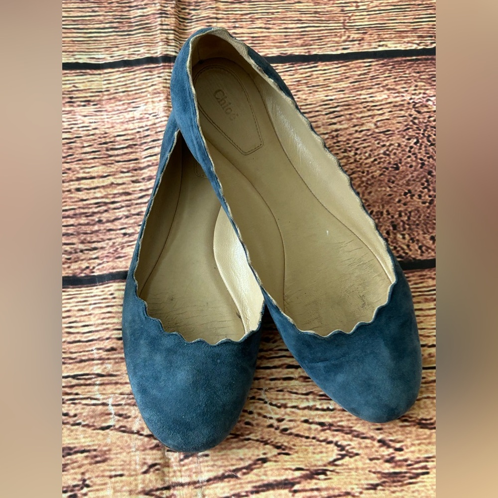 Chloe Lauren Blue Suede‎ Women's Flats